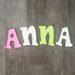 Wooden letter A N N A name ANNA